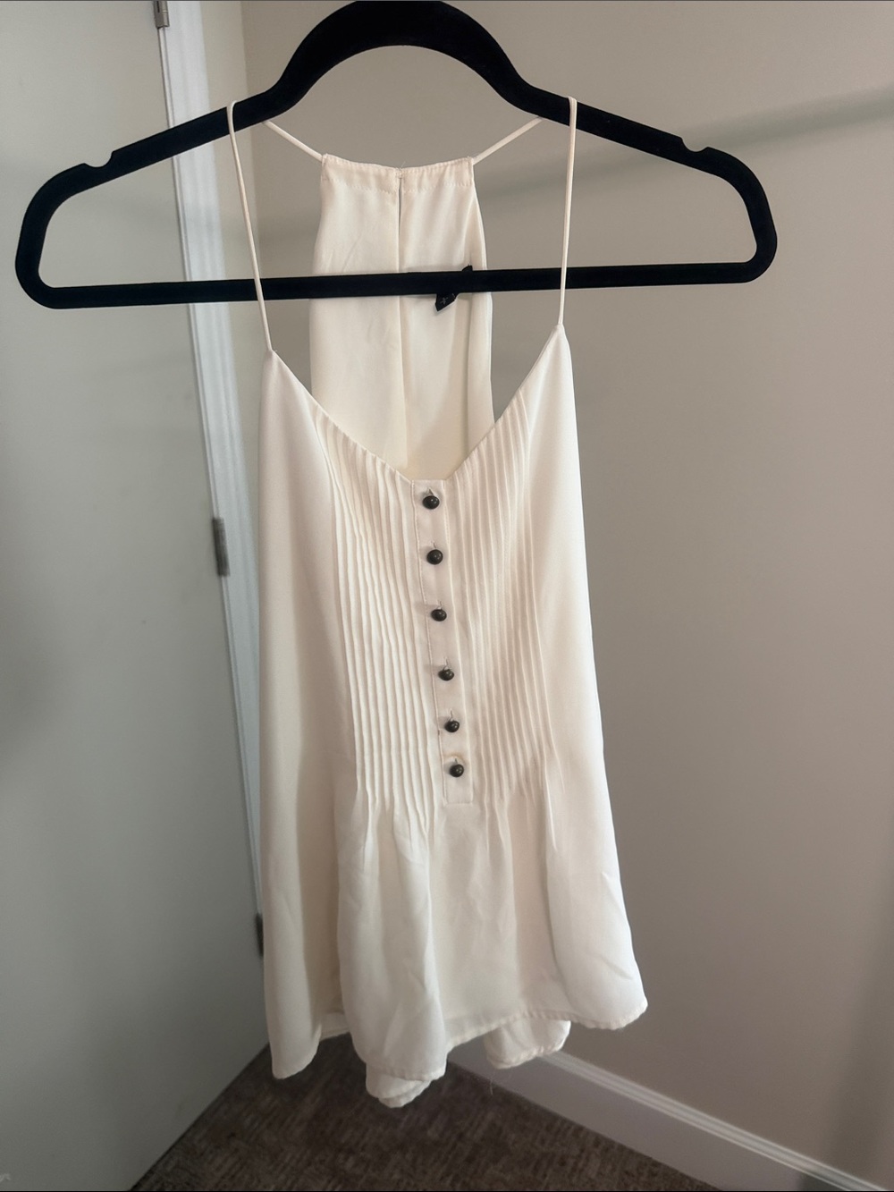 Express Cream Pleated Front Spaghetti Strap Camisole